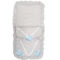 Plain Grey/ Sky Footmuff/Cosytoes With Large Bows & Lace (New Design)